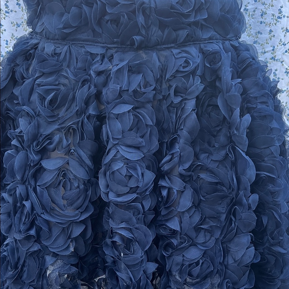 Handcrafted Chic Navy Floral Mini Skirt - Picture 5 of 6